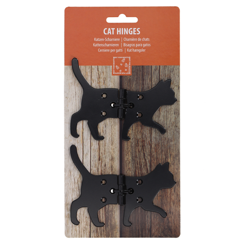 Cat-shaped iron hinges, 12x10cm, assorted designs for added style and functionality in home decor. Perfect for door upgrades.