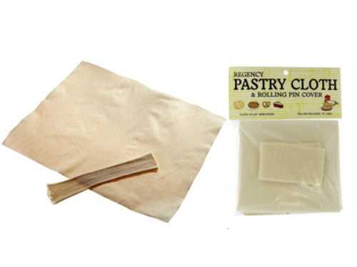 Pastry cloth and rolling pin cover set for home bakers, absorbs flour for light, flaky dough, includes 3 units.