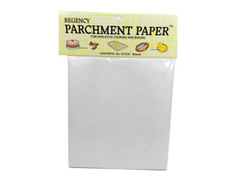 Premium white parchment sheets, 12” x 16”, non-stick, ideal for baking and crafting, includes 6 units for easy cleanup.