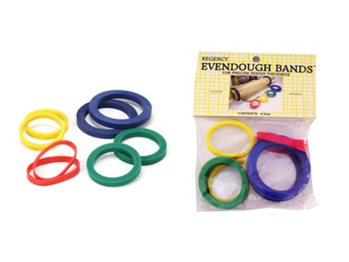 Evendough Rolling Pin Bands set of 4 sizes for consistent dough thickness in baking projects.