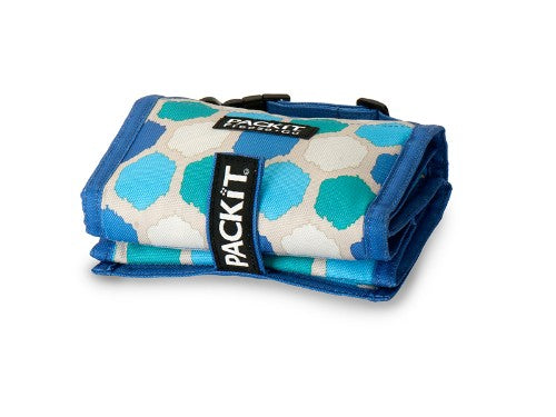 Blue Dot Baby Bottle Cooler, a stylish, foldable bag that keeps 2 bottles chilled for 10 hours on the go.