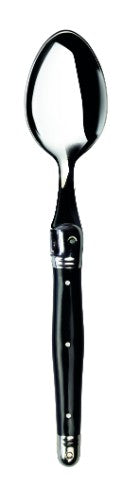 Set of 3 Verdier black spoons with stainless steel and resin handles, showcasing elegance and durability for stylish dining.