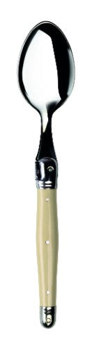 Set of 3 elegant Verdier ivory spoons with stainless steel heads and resin handles featuring the Laguiole Bee.