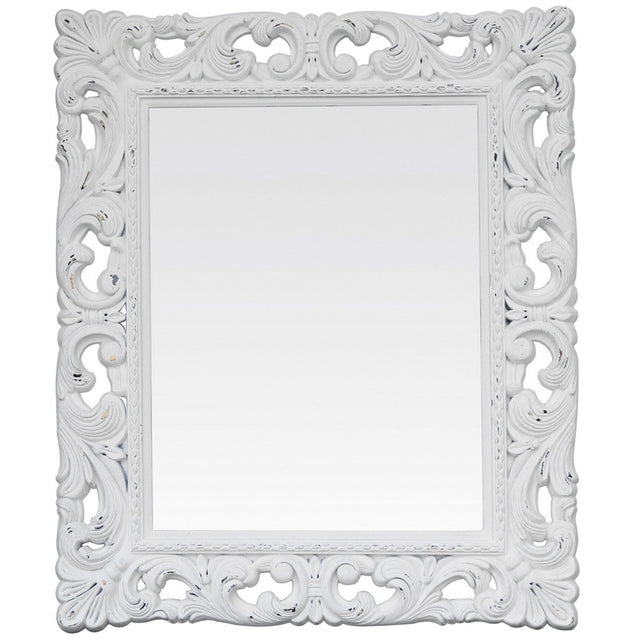 Antique white Sabina Bevelled Mirror, 1305x1090mm, with elegant bevelled edges, perfect for enhancing any interior decor.
