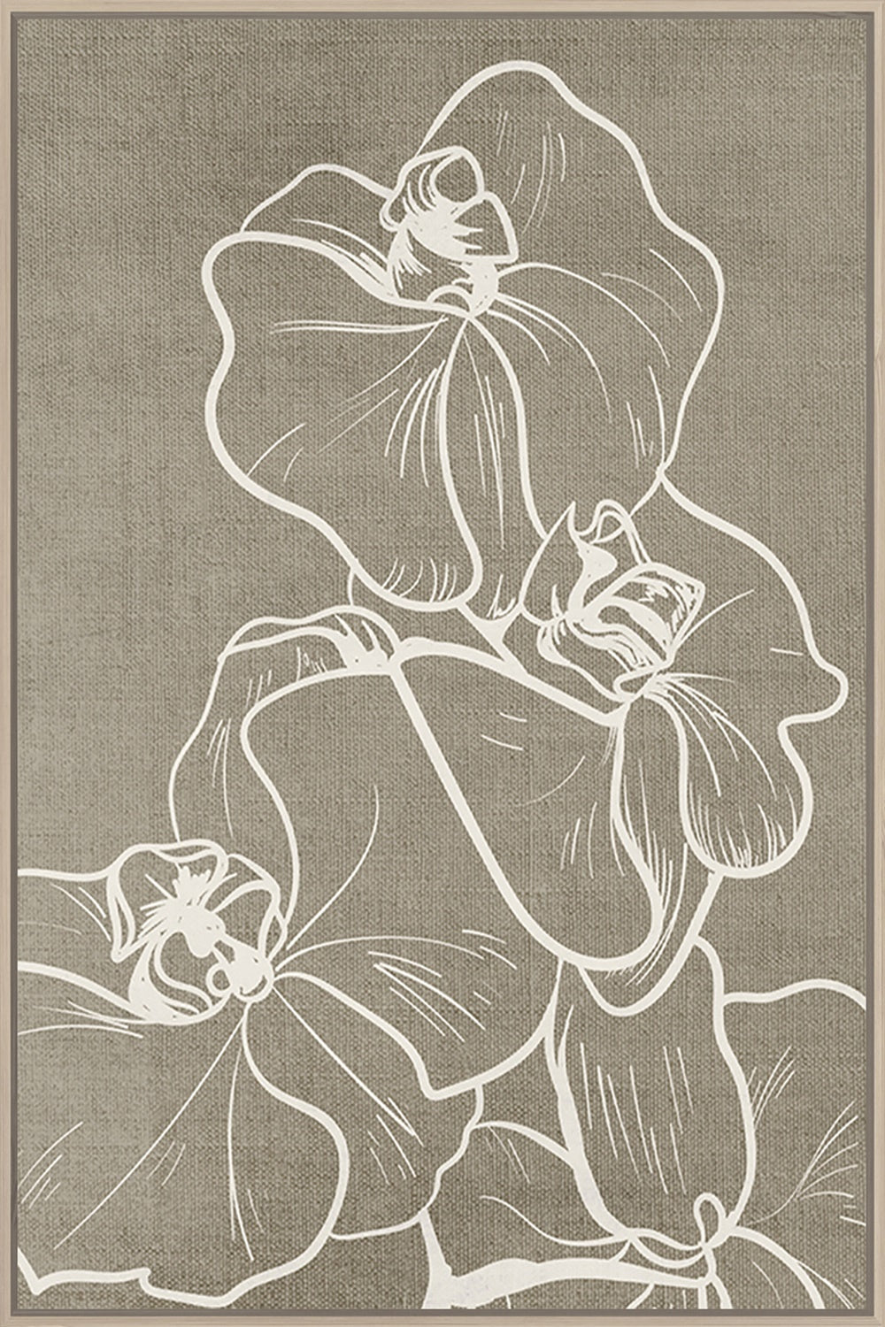 Framed canvas art featuring vintage floral design, 630 x 930mm, with a natural frame for elegant home decor.