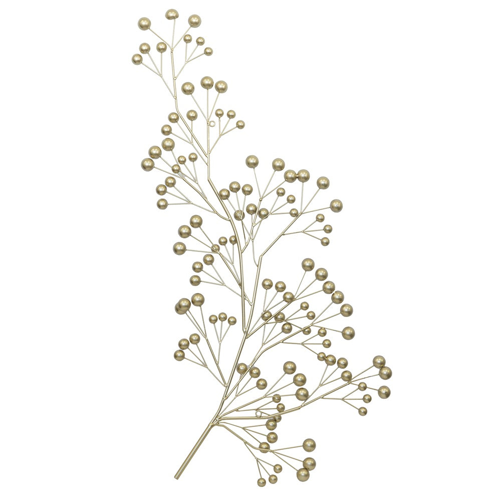 Gold metal wall art featuring a branch design, perfect for enhancing interior or exterior spaces, measuring 517 x 1060 mm.