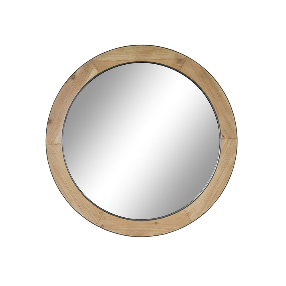 Wooden round mirror, 800 x 800MM, adds elegance and warmth to any space with its modern aesthetic and durable design.