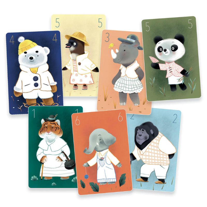 Colorful DIY card game by Djeco for children to create whimsical creatures, promoting creativity and social interaction.