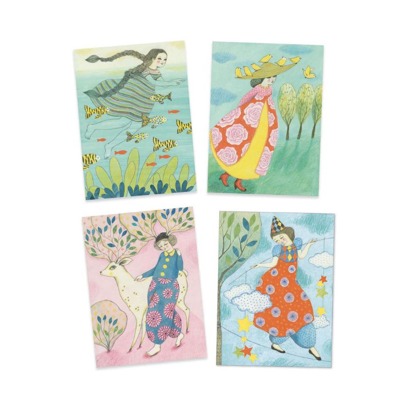 Watercolour Pencils Kit by Djeco featuring vibrant pencils for blending and easy grip, perfect for all ages and artistic styles.