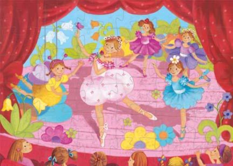 Colorful 36-piece puzzle featuring ballerinas and flowers, designed for toddlers to enhance creativity and fine motor skills.