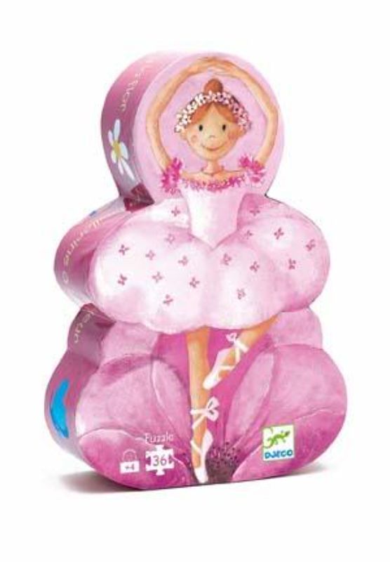 Ballerina & Flower 36-piece puzzle in eco-friendly design, perfect for kids, featuring vibrant artwork and uniquely shaped pieces.