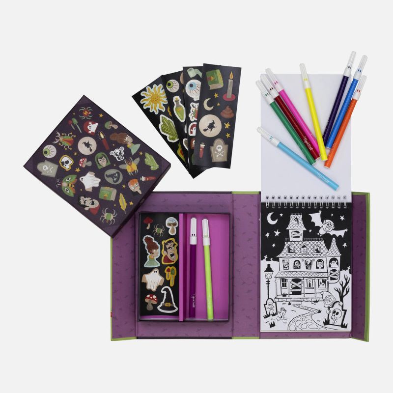 Spooky Colouring Set featuring intricate Halloween-themed designs, perfect for all ages to unleash creativity and enjoy fun.