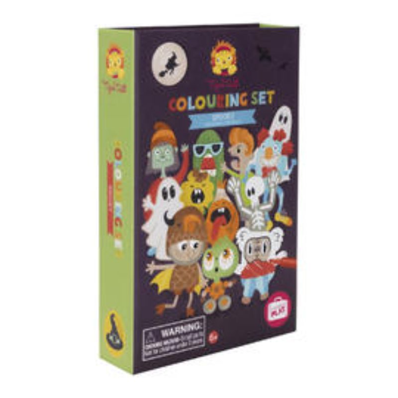 Spooky Colouring Set featuring Halloween-themed pages and eco-friendly materials for creative fun for all ages.