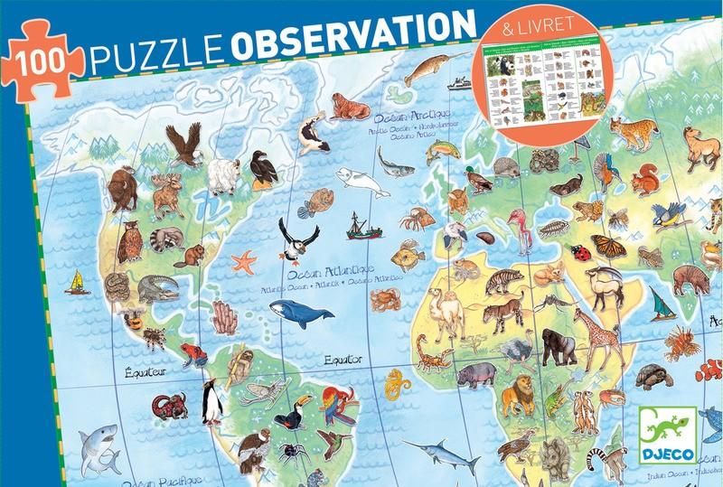 Puzzle - World's Animals (100pcs) - Djeco