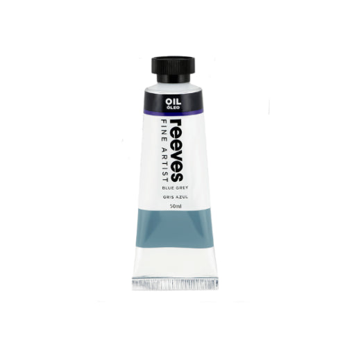 Reeves Fine Artists Oil Paint in Blue Grey, 50ml, features a smooth, buttery texture, perfect for blending and glazing.