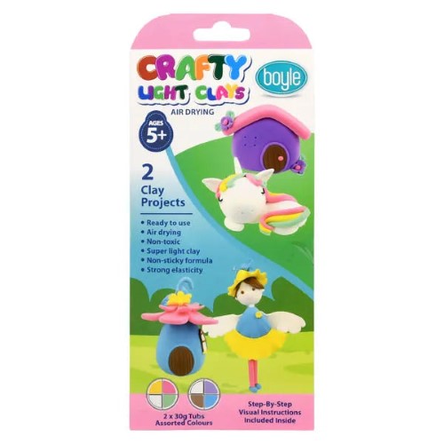 DIY fairy house crafting kit with two 30g vibrant air-drying clay packs, safe and non-toxic for all ages.