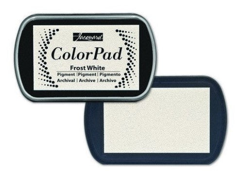 Jacquard Colorpad Pigment Frost White ink pad, featuring rich, thick color for blending, embossing, and archival projects.