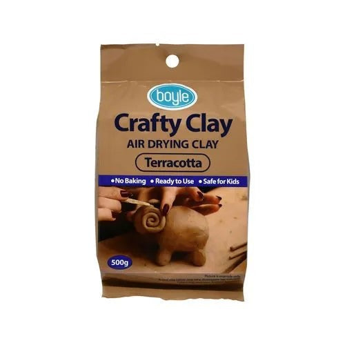 Terracotta air-drying clay for arts, crafts, and jewelry making; non-toxic, 500g, ideal for kids and adults.