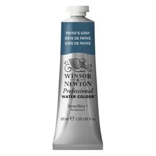 Winsor & Newton Professional Watercolour in Paynes Grey, 37ml, offering vibrant, transparent hues for artists.