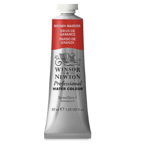 Winsor & Newton Prof Watercolour 37ml in Permanent Alizarin Crimson, featuring vibrant color, transparency, and exceptional lightfastness.