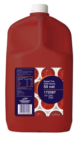 5L bottle of Smart Choice Sweet Thai Chilli Sauce, perfect for adding authentic Thai flavor to stir-fries, marinades, and dips.