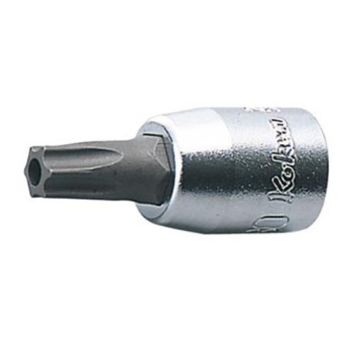 Koken 2025-28 Tamper Proof Torx Bit Socket, 1/4" drive, TH27, 28mm, designed for high torque and secure fastenings.