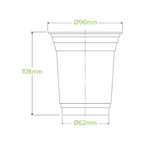 Clear bioplastic cup from BioPak, 420ml capacity, compostable, ideal for cold beverages, pack of 50, eco-friendly solution.