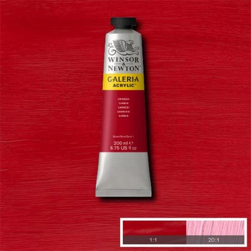 Winsor & Newton Galeria Acrylic Paints in 200ml, vibrant colors ideal for all artists, offering professional grade quality and opacity.