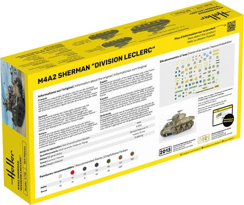 Plastic Model Kit - HELLER STARTER KIT M4A2 SHERMAN DIVISION LECLERC