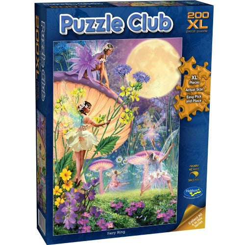 Colorful jigsaw puzzle featuring fairies and flowers, 200 extra large pieces, suitable for ages 7 and up, eco-friendly materials.