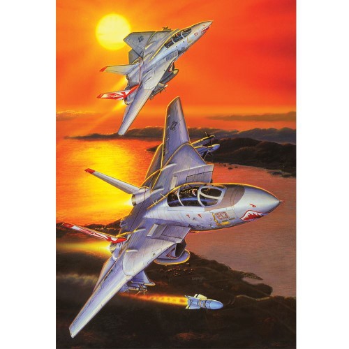Holdson 200pc XL puzzle featuring Tomcats at sunset, perfect for ages 7+, made with eco-friendly materials.