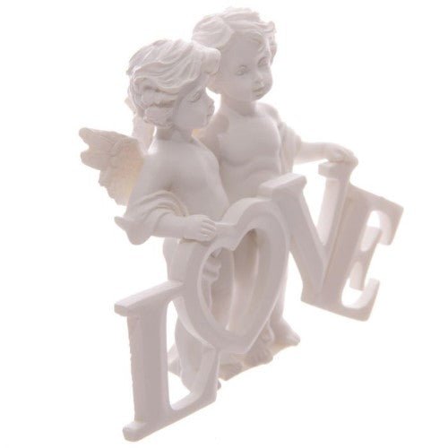 Cute cherubs holding "LOVE" letters, perfect for home decor or as a heartfelt gift for special occasions.