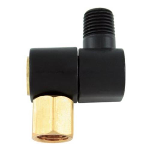 AmPro Swivel Connector 1/4", featuring a durable aluminum body, 360-degree rotation, and reduces hose kinks for air tools.