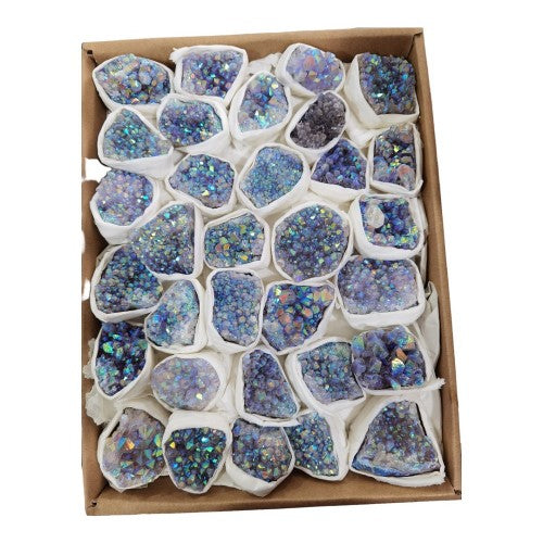 Aura Amethyst Cluster 5-8cm showcases stunning purple hues, perfect for home decor and meditation, weighing 1.5-1.8 kg.