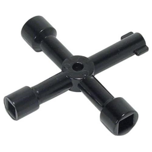 Rex-Plus OR-304 4 Way Utility Key for opening water, gas, and electrical meter cabinets with multiple socket sizes.