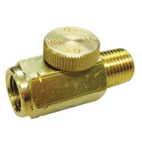 AmPro Brass Air Regulator features 1/4" NPT fittings, durable brass body, and knurled grip for precise airflow control.