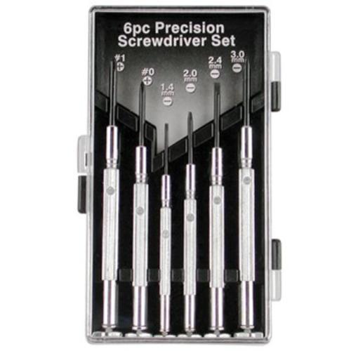 AmPro Precision Screwdriver Set: 6 durable screwdrivers in a storage case for intricate tasks and DIY projects.