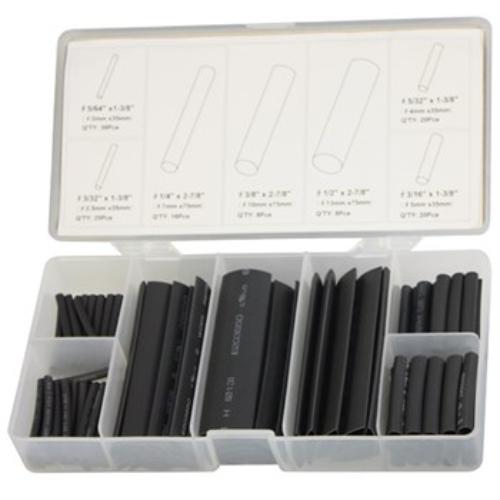 Upgrade TS127 Heat Shrink Tubing Set in black, 127 pieces, perfect for insulating wires with a 2:1 shrink ratio and versatile temperature range.