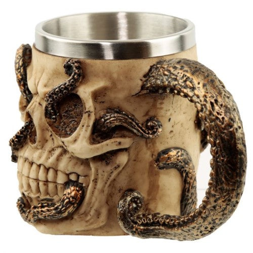Tankard - Decorative Bronze Octopus Skull (15.5CM)