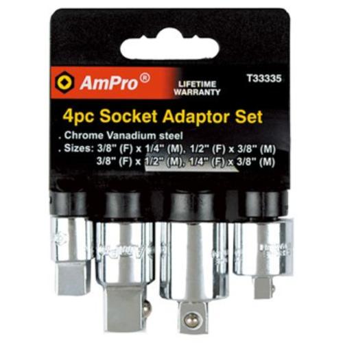 AmPro Socket Adaptor Set 4pc: versatile adaptors for automotive and home repairs, ensuring tool compatibility and efficiency.