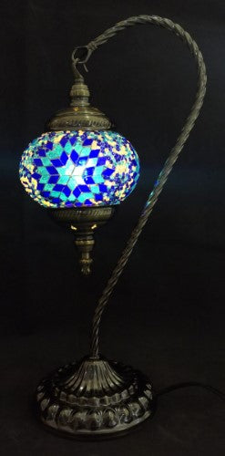 Turkish Mosaic Lamp - Large Swan Neck (Blue/Purple)