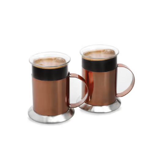 La Cafetiere Glass Cups 300ml Set/2 Copper