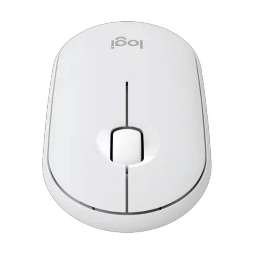 Logitech Pebble Mouse 2 M350s in Tonal White, a sleek wireless mouse with 4000 DPI, eco-friendly design, and silent clicks.
