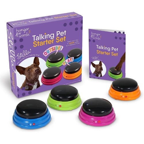 Talking Pet Starter Set - Flipside Hunger For Words - 4 Piece Recordable Buttons