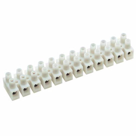Narva 8mm Connector Strip 10pk featuring 12 durable polyamide terminal blocks, rated 50A, ideal for electrical connections.