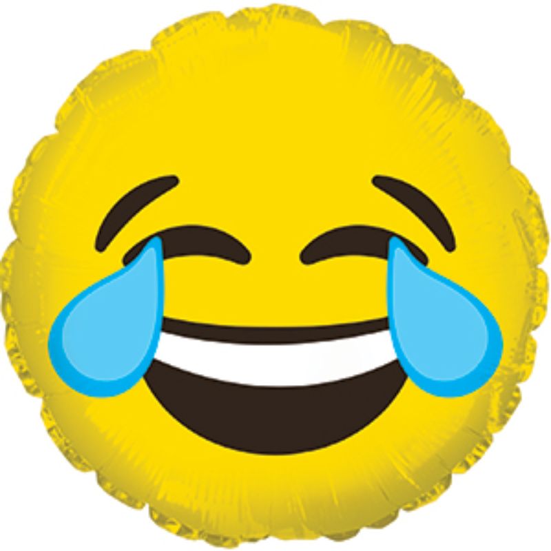 Vibrant 9-inch air-filled balloon featuring a smiley face with joyful tears, ideal for celebrations and gifting.