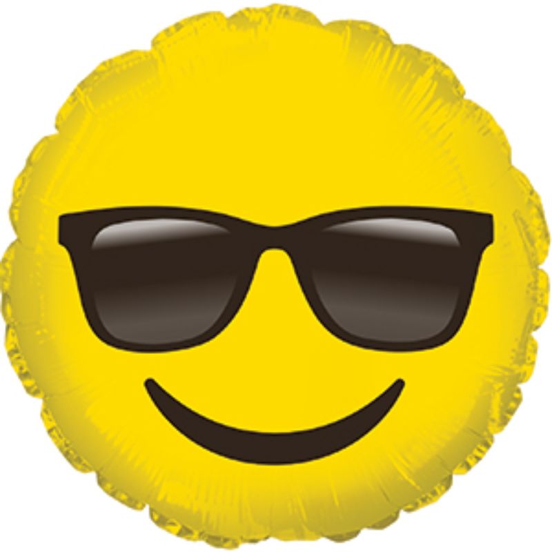 Air-filled 9-inch balloon featuring a fun emoticon with sunglasses, perfect for adding joy to celebrations and decor.