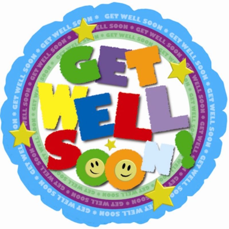 Bright 9-inch air-filled balloon with cheerful colors and messages, perfect for uplifting get-well wishes and easy display.