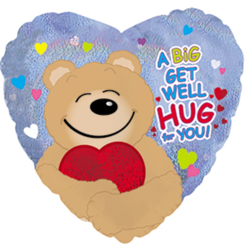 Air-filled 9" balloon with cheerful 'Get Well' message, perfect for uplifting loved ones during recovery.
