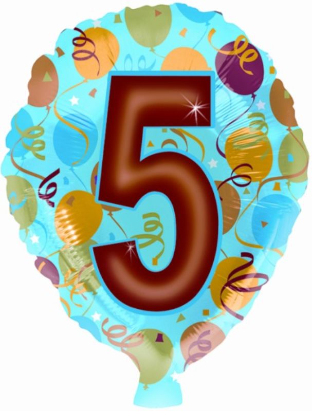 Vibrant 17-inch Number 5 latex balloon, perfect for birthdays and anniversaries, floats gracefully to enhance celebrations.